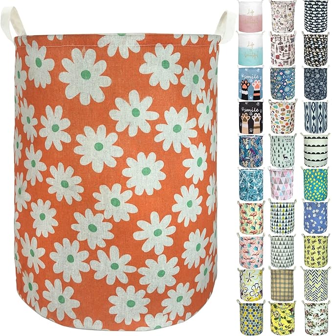 Merdes 19.7?€??€? Waterproof Foldable Laundry Hamper, Dirty Clothes Laundry Basket, Linen Bin Storage Organizer for Toy Collection (Little Flower)