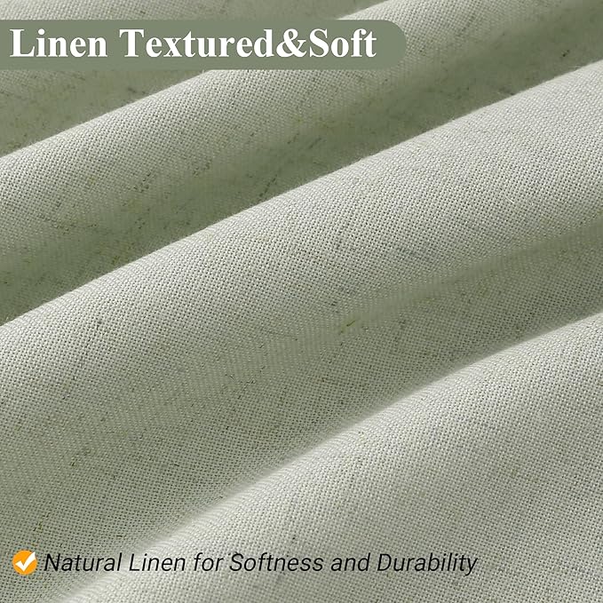 Naturoom Mist Sage Linen Shower Curtain, Country Boho Farmhouse Bath Decor Shower Curtains Neutral Cloth Weighted Textured Fabric Bath Curtain Liner with Hooks, 72x84