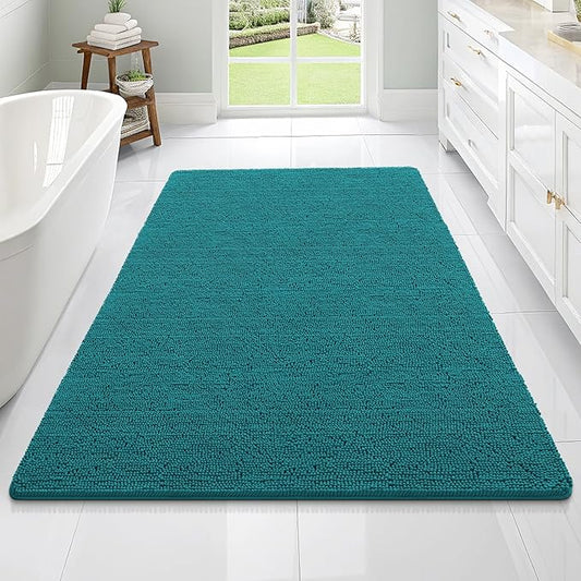 OLANLY Bathroom Rugs 70x46, Extra Soft Absorbent Chenille Bath Rugs, Rubber Backing Quick Dry, Machine Washable Bath Mats for Bathroom Floor, Tub and Shower, Home Decor Accessories, Deep Lake