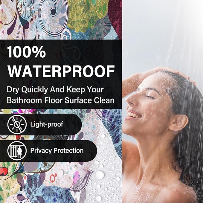 Colorful Boho Abstract Floral Shower Curtains,Paisley Shower Curtain for Bathroom,Funny Waterproof Polyester Boho Bathroom Decor Accessories,72x72 Inch