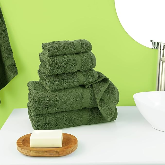 Chakir Turkish Linens Luxury Spa and Hotel Quality Premium Turkish Cotton 6-Piece Towel Set (2 x Bath Towels, 2 x Hand Towels, 2 x Washcloths)
