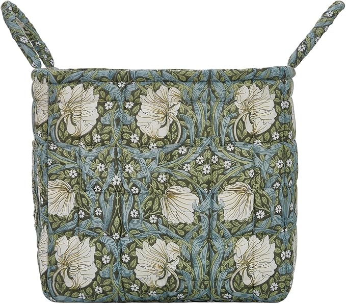 Quilted Laundry Basket with Handles, Aesthetic Collapsible Fabric Storage Basket for Clothes, Diapers & Toys - Multi-Purpose Boho Organizer Tote for Car, Home & Picnic (E)