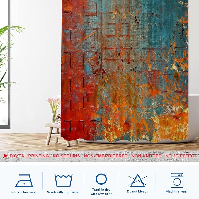 Shrahala Abstract Grunge Color Decorative Shower Curtain, Solid Colored Pink Bathroom Décor Polyester Fiber Waterproof with Plastic Rings for Shower Stall Bathtubs 72 X 60 in