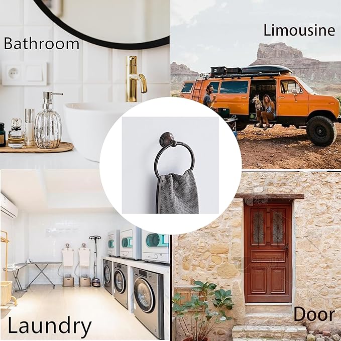 Towel Ring for Bathroom, Oil Rubbed Bronze Hand Towel Holder 1 Pack, Bathroom Accessories and Towel Racks for Bathroom Wall