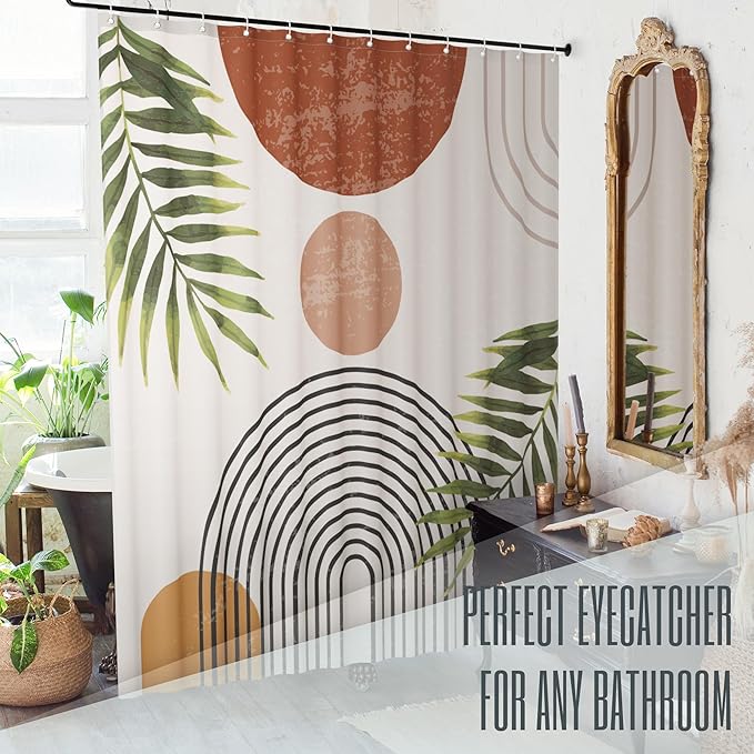 KIBAGA Beautiful Boho Shower Curtain for Your Bathroom - A Stylish 72" x 84" Modern Mid Century Curtain That Fits Perfect to Every Bath Decor - Ideal to Brighten Up Your Bohemian Bathroom at Home