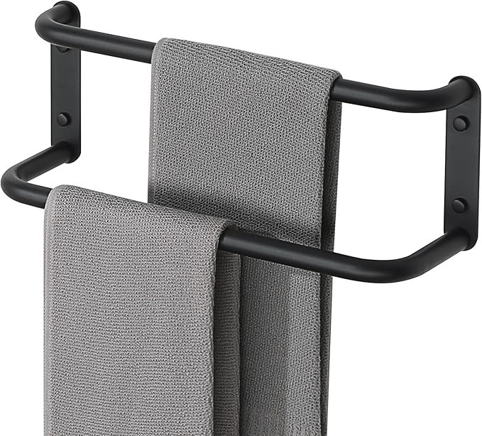 Alise Double Towel Bar,16 Inch Towel Racks for Bathroom, SUS304 Stainless Steel Towel Bar for Bathroom Wall,Quick Drying Bathroom Towel Holder Bath Towel Hanger,Matte Black