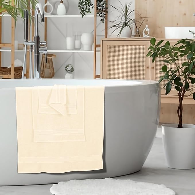 Elvana Home Ultra Soft 6 Pack Cotton Towel Set, Contains 2 Bath Towels 28x55 inch, 2 Hand Towels 16x24 inch & 2 Wash Coths 12x12 inch, Ideal for Everyday use, Compact & Lightweight - Ivory