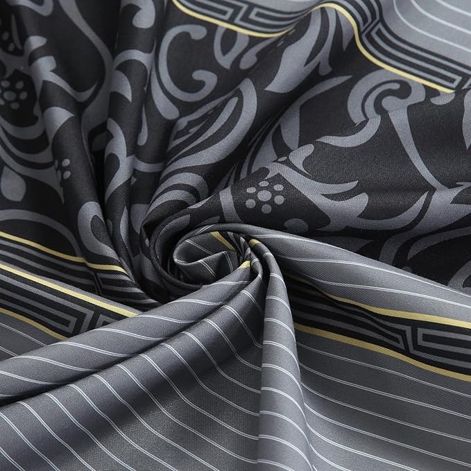 90 Inch Fabric Shower Curtain, Extra Long Grey and Black Print Waterproof Shower Curtains for Bathroom, 72" W x 90" H