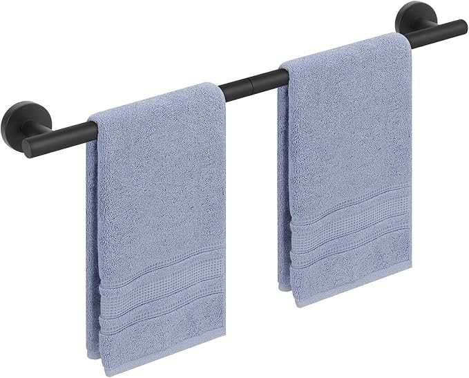 Livabber Bath Towel Bar, 304 Stainless Steel Towel Rack, Heavy Duty Towel Holder Wall Mounted for Bathroom/Kitchen, Usable Hanging Length-20.9 Inch, Total Length-23.7 Inch (Black)