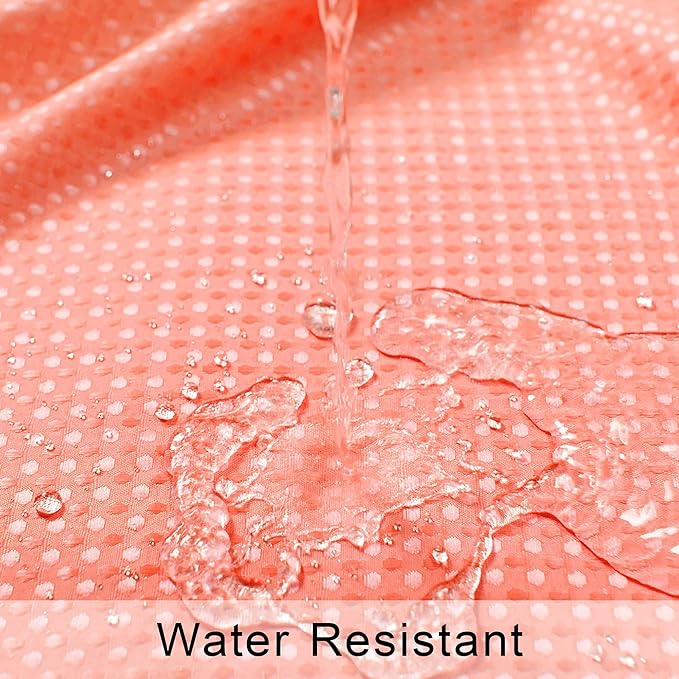 Mrs.Naturall Peach Shower Curtain with Hooks Set Coral Bathroom Accessories Decor Waterproof Cute Shower Curtains for Girls Bathroom Salmon