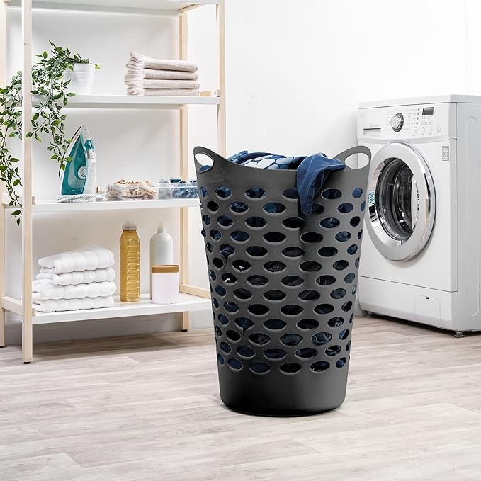 (3-PACK) Portable Round Plastic Laundry Basket, With a Capacity of 2.2 Bushels, Equipped with Handles, Easy to Clean, Suitable for Homes, Dormitories, Bathrooms and Laundry Rooms