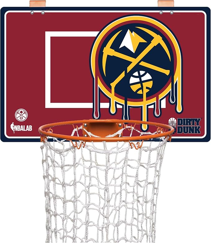 The Dunk Collection Dirty Dunk Over-The-Door Basketball Hoop Laundry Hamper, Denver Nuggets, NBA