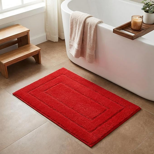 GRANNY SAYS Bathroom Rug, 20" X 32" Bath Rugs for Bathroom, Microfiber Cute Bath Mats, Washable Rug for Bath Tub, Bath Mat Non-Slip, Decorations Indoor, Red