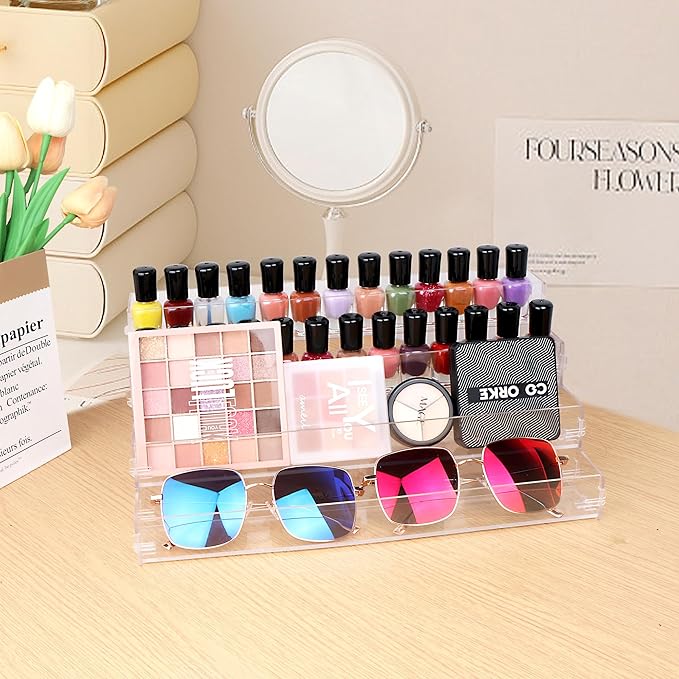 Go yeah Nail Polish Organizer Display Rack Storage Rack,Acrylic Sunglasses Organizer,Clear Essential Oil Stand Holder (4 Tier)