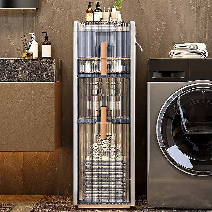 Bathroom Floor Cabinet,Narrow Slim Storage Cabinet,Freestanding Tower Shelf Bookshelf,Standing Toilet Paper Holder and Storage Cabinet,for Living Room,Bathroom,Bedroom,Kitchen,Entryway