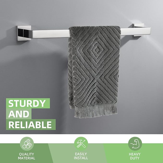 Bath Towel Bar 23.74", Angle Simple SUS304 Stainless Steel Bathroom Towel Holder, Shower Towel Rod, Single Towel Hanger Bar, Clothing Towel Rack for Wall, Polished Chrome