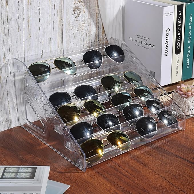 2 Pack 7 Tier Sunglass Organizer Stand, Versatile Clear Acrylic Sunglass Holder Display Stand Sunglass Storage Tray for Highlighting Glasses Makeup Nail Polish Graded Cards
