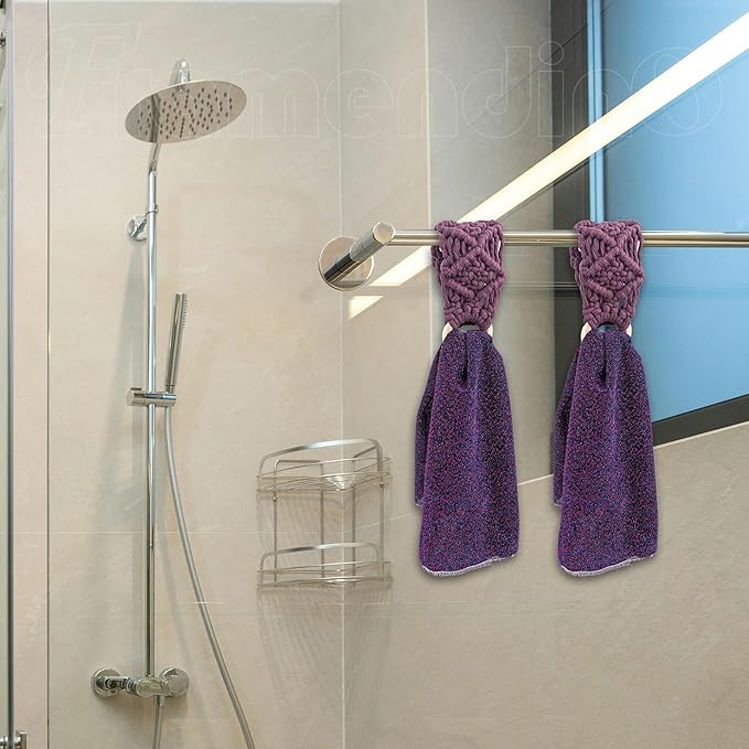 Framendino, 2 Pack Kitchen Crochet Towel Hanging Rings Macrame Dish Loop Holder for Cabinets Oven Door (Purple)