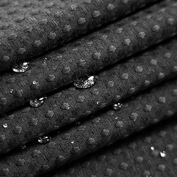 Barossa Design Extra Long Waffle Weave Shower Curtain 71" W x 84" H - Hotel Luxury Spa, 230 GSM Heavy Weighted Fabric, Water Repellent, Black, 71x84