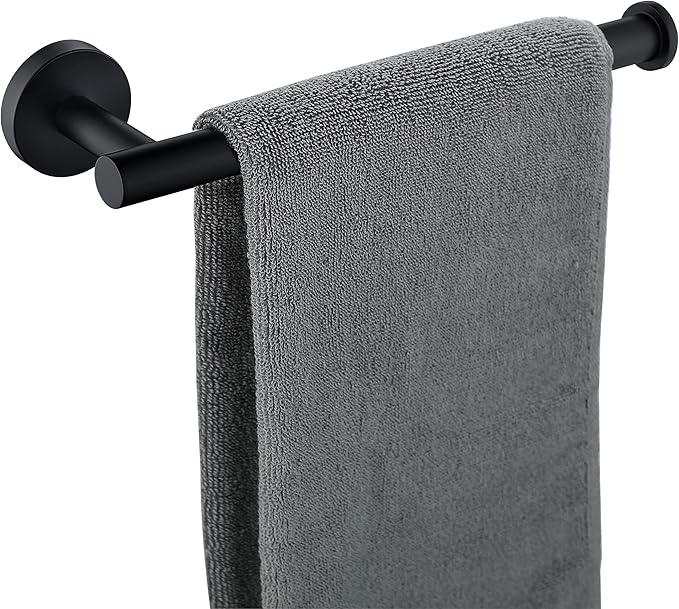 Hand Towel Holder for Bathroom, Matte Black Hand Towel Bar, SUS304 Stainless Steel Hand Towel Hanger, Wall Mounted Small Hand Towel Ring, 9 Inch Round Heavy Duty Towel Rack for Bathroom, Kitchen