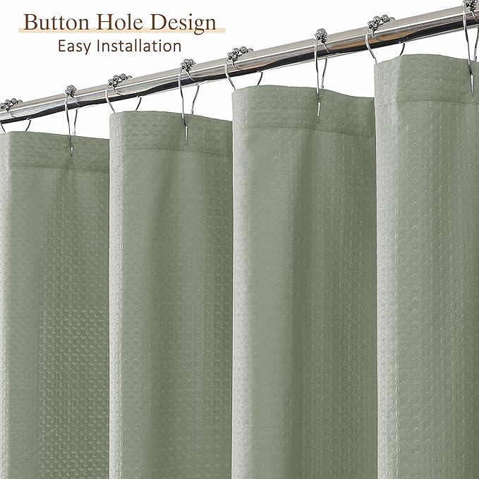 Aiyufeng Sage Green Shower Curtains for Bathroom，Dot Like Embossed Textured Waterproof Fabric Shower Curtain，Hotel Luxury Quality & Soft Cloth，Machine Washable，72Wx78L