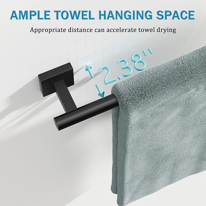 Alise 28 Inch Bathroom Towel Bar, SUS304 Stainless Steel Towel Racks for Bathroom, Towel Rack Wall Mounted Heavy Duty Hand Towel Holder Single Towel Bar, Matte Black