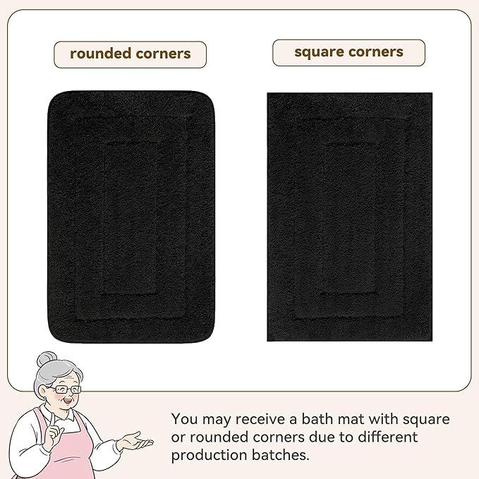 GRANNY SAYS Black Bathroom Rug, Non Slip Bath Mats for Bathroom, Super Soft and Water Absorbent, Microfiber Bath Rugs, Machine Wash Dry, Bath Rugs for Floor, Tub and Shower, 16" x 24"