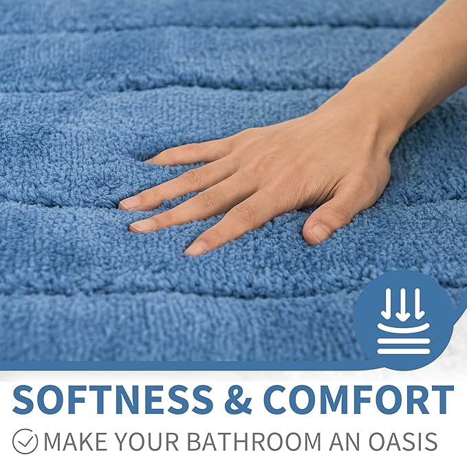 GRANNY SAYS Blue Bathroom Rugs Non Slip, 24" x 36", Large Bathroom Rugs Washable, Bath Rugs for Bath, Absorbent Bath Mats for Bath Floor, Absorbent Shower Rug, Microfiber Bath Mat for Tub