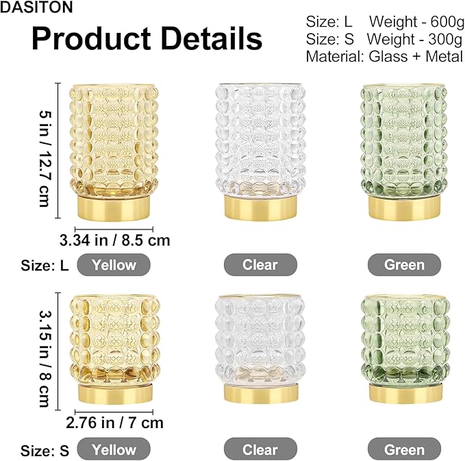 DASITON Makeup Brush Holder Organizer, Crystal Cosmetic Make Up Brush Holder, Glass Makeup Brushes Storage Organizer, Vintage Make Up Cup Desk Pen Pencil Holder, Toothbrush Holders (Clear L)
