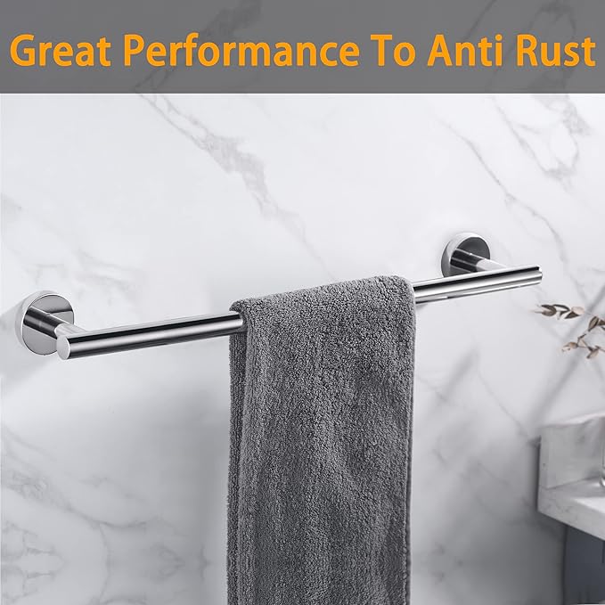 Nolimas Polished Chrome Bath Towel Bar Single Bars Towel Rack Rod Classic Wall Mounted Stainless Steel Bathroom Towel Bar Kitchen Toilet Towel Shelf Single Layer,24inch