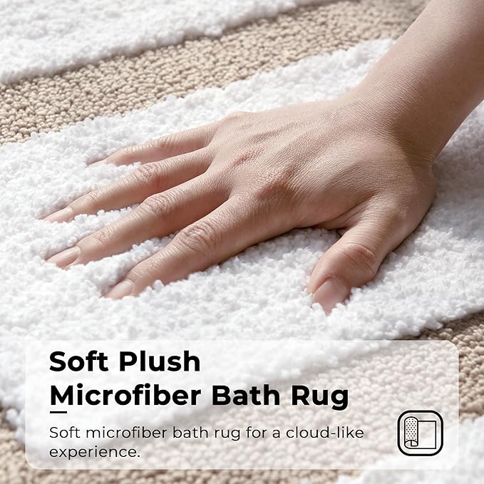 GRANNY SAYS Microfiber Bathroom Rugs Non Slip Washable, Water Absorbent Bathroom Mats for Tub, Soft Bath Mats for Bath Floor & Shower, Bath Rug, 24" x 36", Khaki Bath Rugs