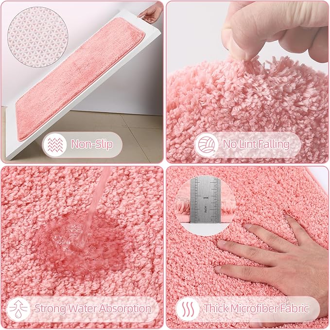 XLHOMO Bathroom Set - Pink Bathroom Accessories Set, Bathroom Sets with Shower Curtain and Rugs, 25PC Shower Curtain Set with Hooks, Soap Dispenser, Soap Dish, Toilet Brush Holder and Trash Can
