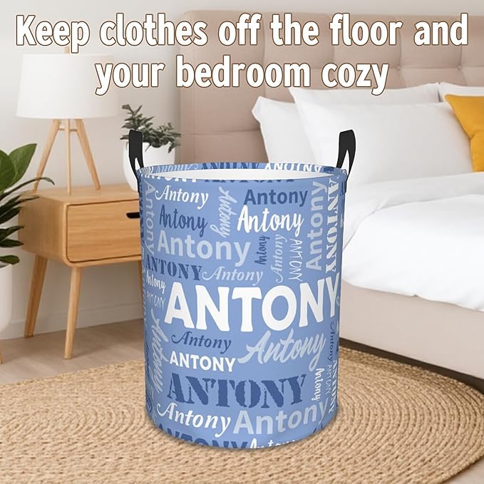 Custom Name Laundry Basket, Personalized Collapsible Laundry Hamper with Name for Bathroom Bedrooms, Customized Dirty Clothes Hamper Storage Basket Gifts for Kids Boys Girls Baby Men Women