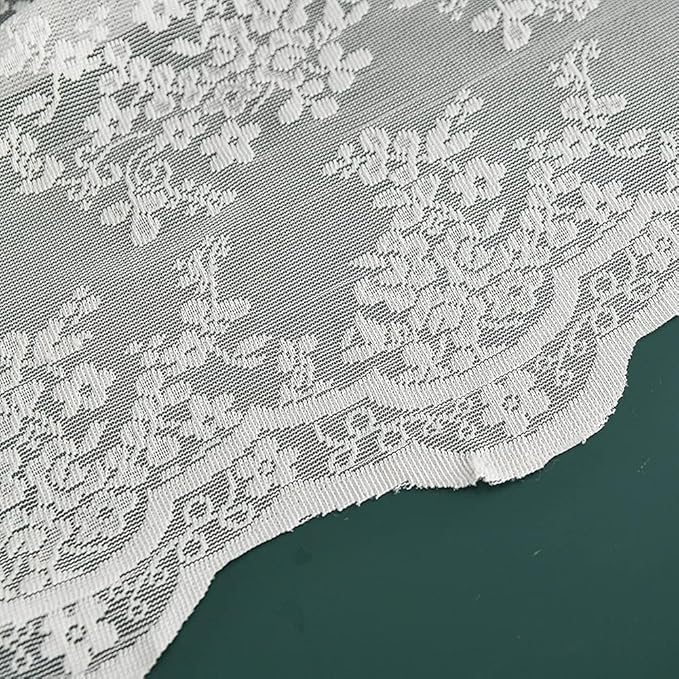 YJ YANJUN White Long Shower Curtain 84 Length Scalloped Edge Victorian Shower Curtain Embroidered Lace Bath Curtain Cottage core Bath Curtain Farmhosue Boho Vintage Bathroom Décor 72 x 84