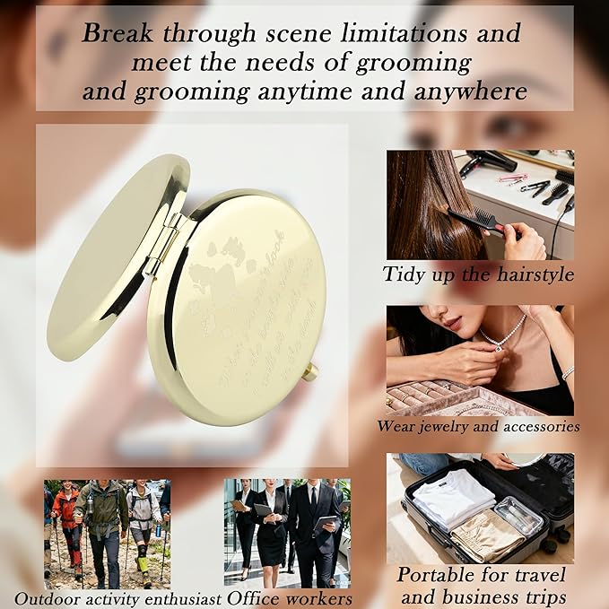 AKTAP Fairy Tale Gifts Princess Fans Compact Mirror I Will Sit with You in The Dark Makeup Mirror for Women (A Princess Gold Mirror)