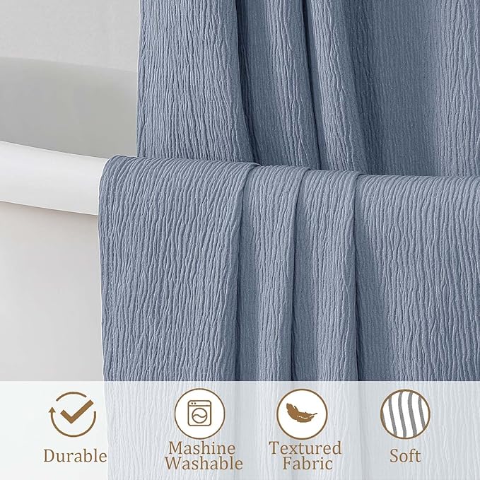 Aiyufeng Fabric Sky Blue Long Shower Curtain for Bathroom, 3D Textured Pattern Shower Curtain Hotel Spa Quality, Boho Bathroom Curtain Modern Style Soft Cloth Luxury, Machine Washable,72x84 Inches