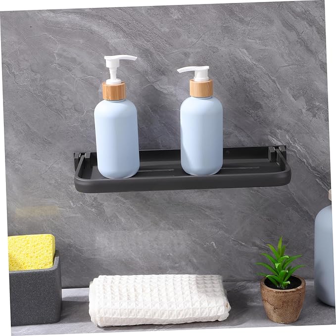 ERINGOGO Foldable Bathroom Shelf Hidden Metal Wall Storage Rack for Sink and Laundry Room Space Saving Vanity Tray for Laundry Storage and Organization