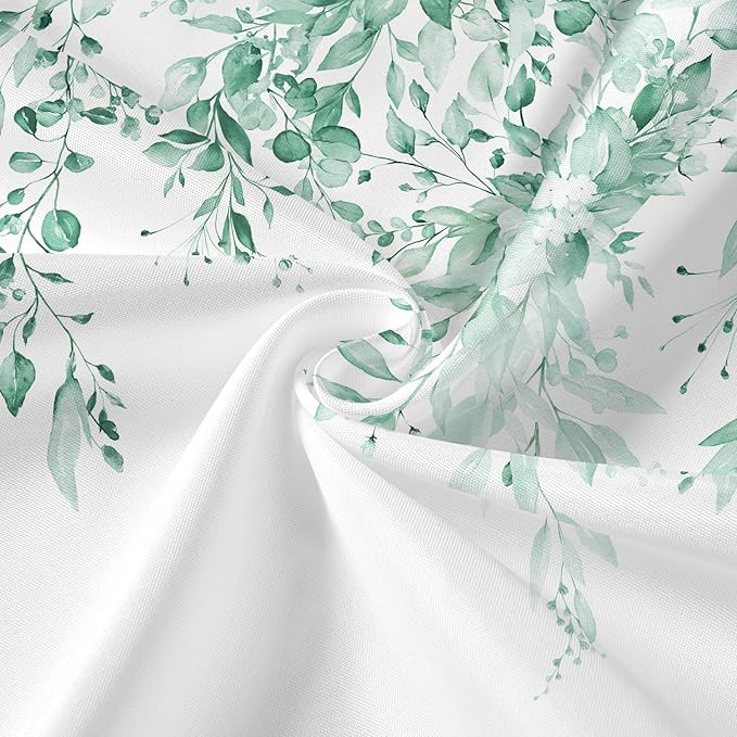 Gibelle 3 in 1 Shower Curtain Set, 72x72 MintGreen Eucalyptus Bath Curtain and PEVA Liner Set with 12 Metal Hooks, Waterproof Fabric Bathroom Curtain