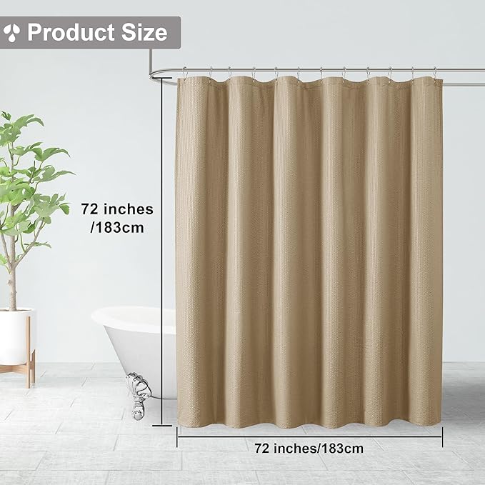 OVZME Berry Taupe Shower Curtain, Embossed Textured Fabric Shower Curtain for Bathroom - Soft Cloth & Hotel Spa Luxury, Water Repellent, Machine Washable Shower Curtain, 72X72