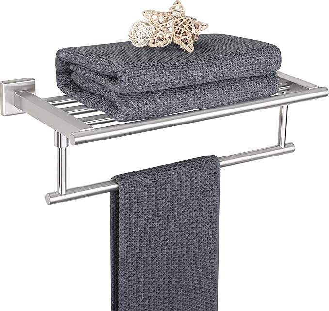 Alise 16 Inch Towel Racks for Bathroom, Towel Rack Wall Mounted with Tower Bars, SUS 304 Stainless Steel Bathroom Shelf, Heavy Duty Hand Towel Holder (Brushed Nickel)