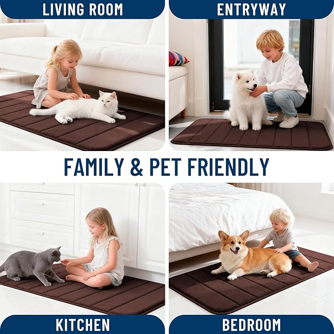 OLANLY Memory Foam Bath Mat 30x20, Super Soft Absorbent Bathroom Rugs, Quick Dry, Machine Washable Shower Floor Rugs, Bathmat Carpet, Bathroom Home Decor Accessories, Brown