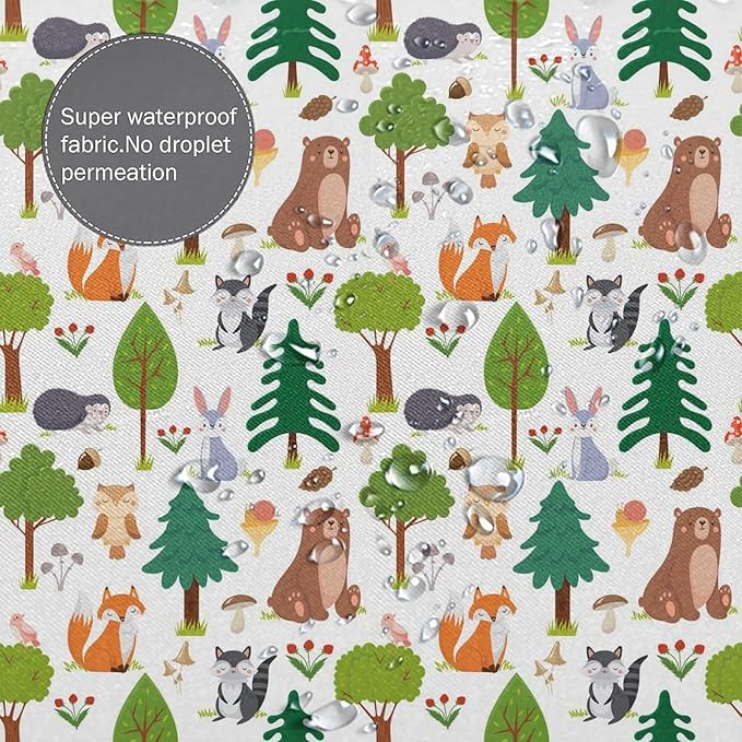 Kids Baby Woodland Shower Curtain Animals Cartoon Girls Children's Cute Cartoon Funny Colorful Weeds Plants Fox Waterproof Fabric Bathroom Decor 72x72 Inches(183x183cm), Style-12
