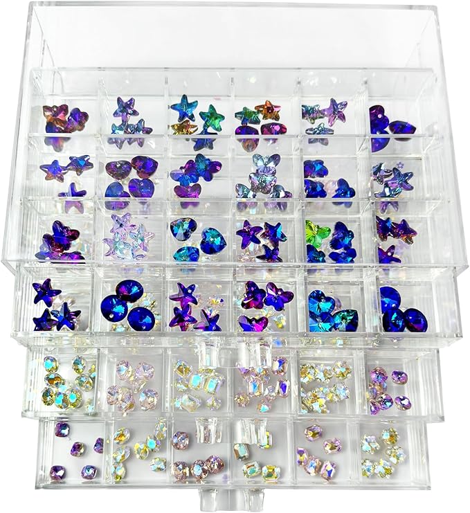 3 Tier 72 Lattice Nail Organizers and Storage Clear Acrylic Nail Jewellery Accessories Storage Case Holder Shelves Display Rack Stand for Painted Glue,Brushed Glue,Carving Glue Nail Table