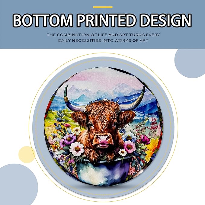 Highland Cow Laundry Basket Colorful Flowers Foldable Oxford Cloth Funny Tote Bag Laundry Hamper Clothes Storage Bucket Toy Organizer For Bathroom/Laundry Storage/Bedroom 18.9x16.5 Inch