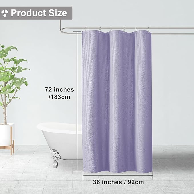 OVZME Lavender Stall Fabric Shower Curtain 36 x 72 Inch, Soft Waffle Small Shower Curtain for Bathroom with Texture for Narrow Stall Size, Machine Washable Water Resistance, Hotel Style