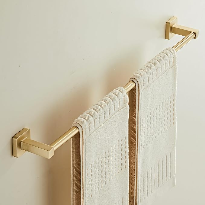 Wall Mounted Towel Rack for Bathroom, 24 Inch Brushed Light Gold Towel Bar with Stainless Rack and Hand Towel Holder, Bathroom Towel Racks and Shower Towel Rack (Gold, 26 Inch)
