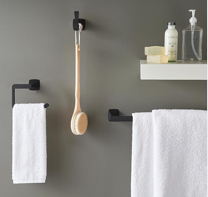 Pfister Venturi Bath Towel Bar for Bathroom, 24-Inch, Wall-Mounted, Screw-in, Matte Black Finish, BTBVNC2B