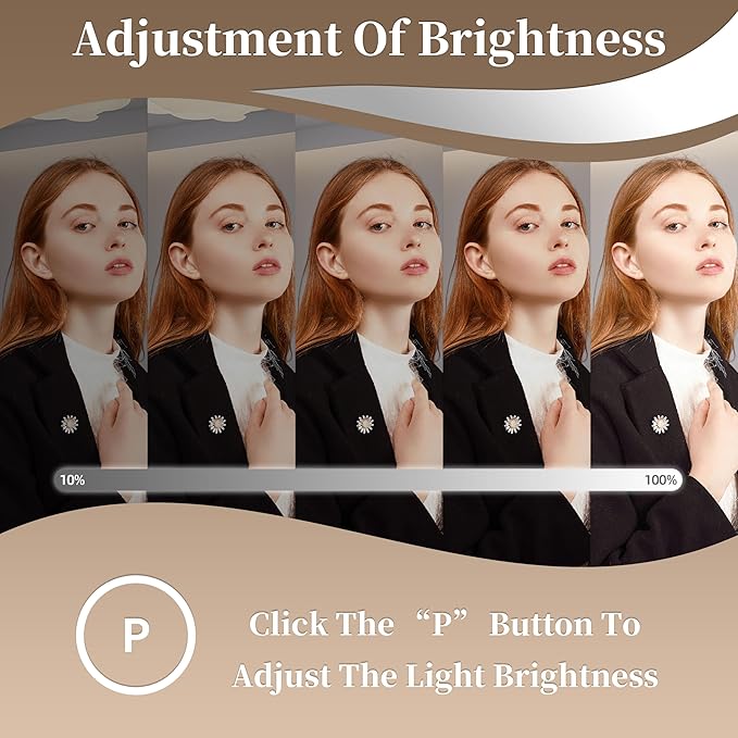 Acoolda Vanity Mirror with Lights,16.9"x 14" Lighted Makeup Mirror, Makeup Mirror with Lights,Three Color Lighting Modes, and 10X Magnification Mirror, Smart Touch Control, 360°Rotation White