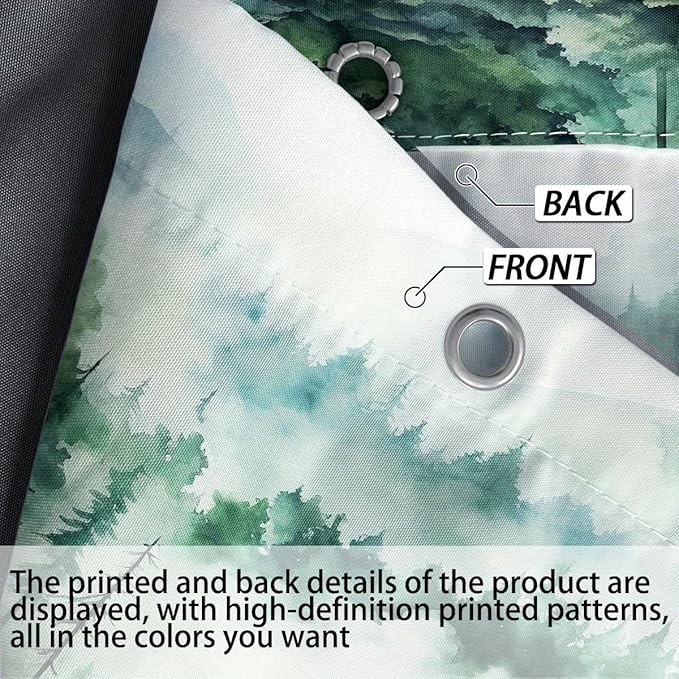 Dreamrflove Forest Mountain Shower Curtain DarkGreen Nature Misty Pine Rustic Bathroom Decorative Tree Bathroom Decor 72x72 Inch Waterproof Polyester