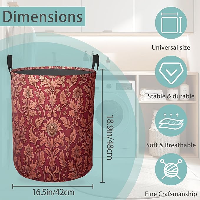 Luxury Jacquard Laundry Basket With Handles Tote Bag Oxford Cloth Funny Laundry Hamper Clothes Storage Bucket Toy Organizer 16" X 20.8"For Bathroom/Laundry/Bedroom